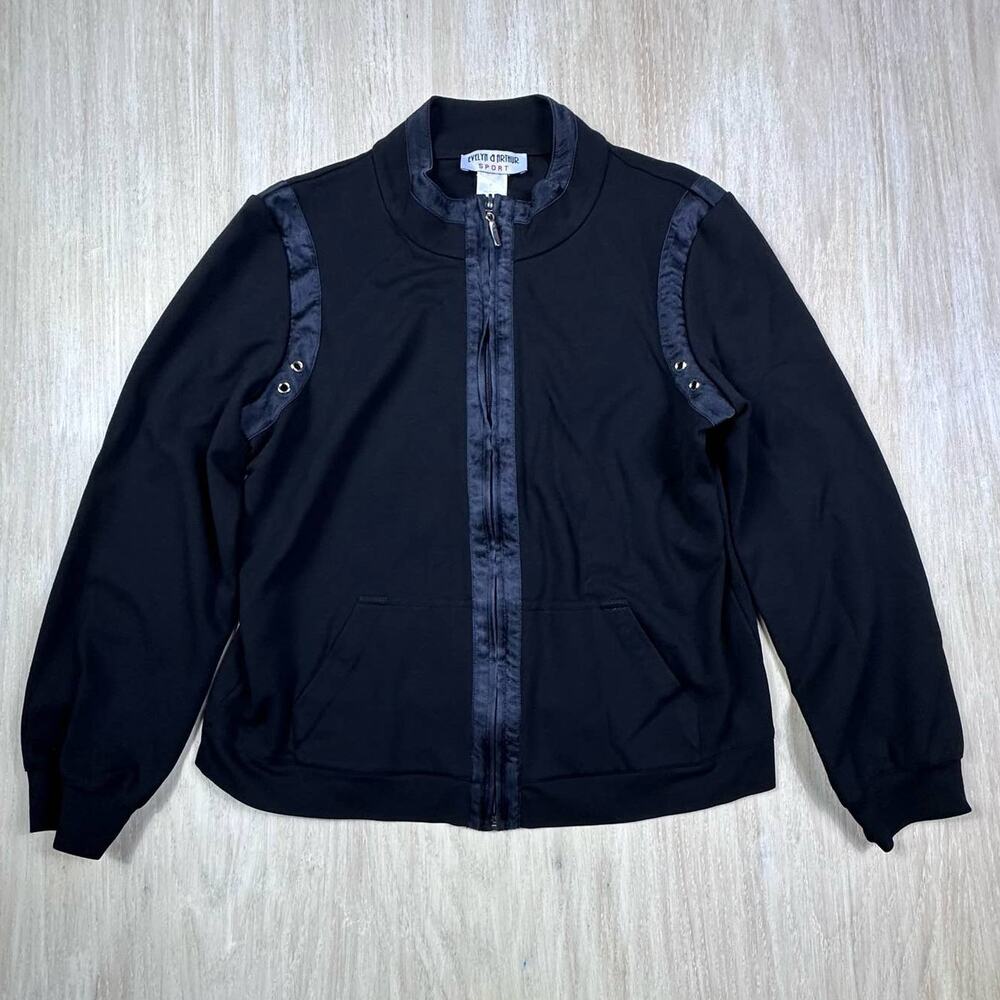 Evelyn & Arthur Sport Black Full Zip Casual Office Workwear Chic Jacket Medium